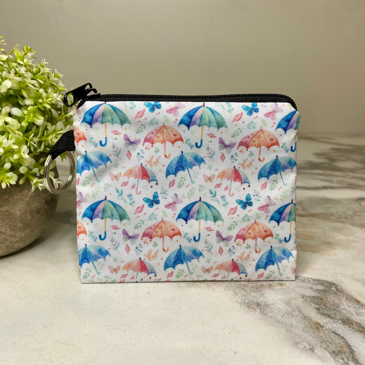 Mini Pouch - Umbrellas & Butterflies