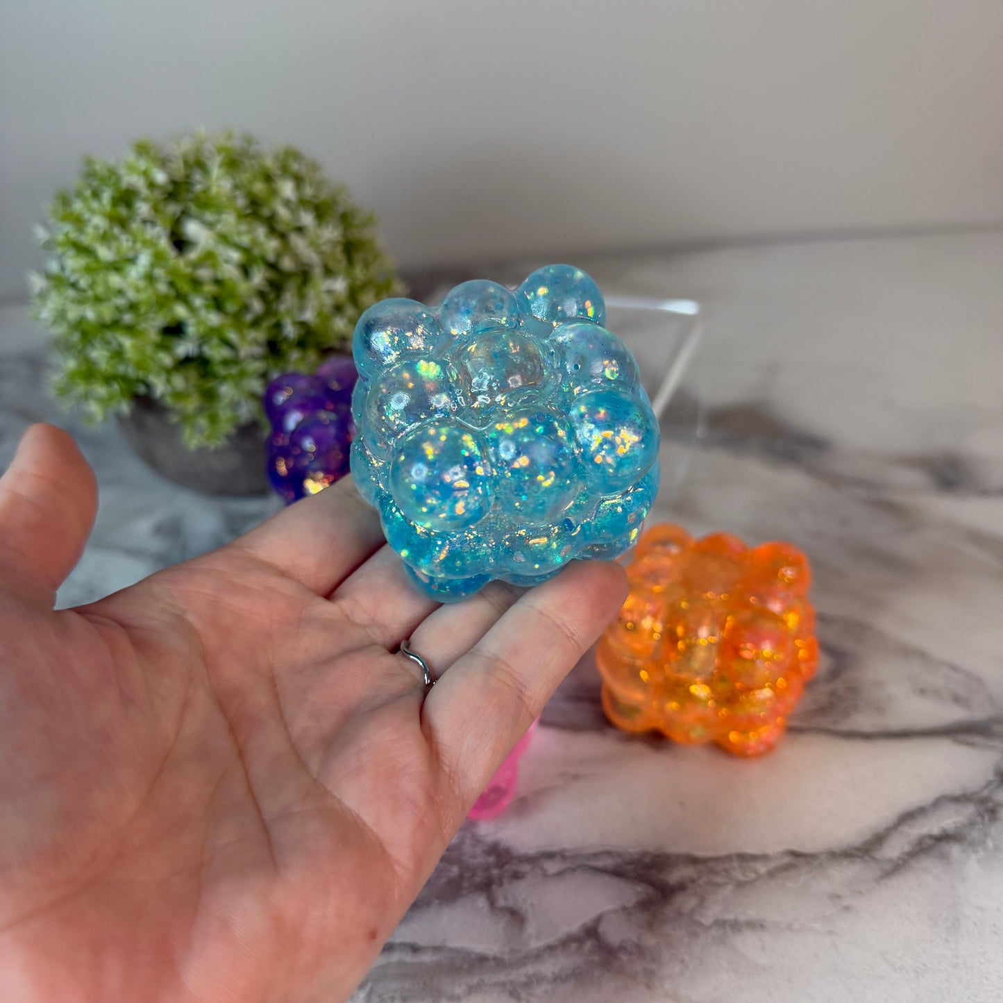 Squishy Toy - Smooth Nine Cube, Glitter