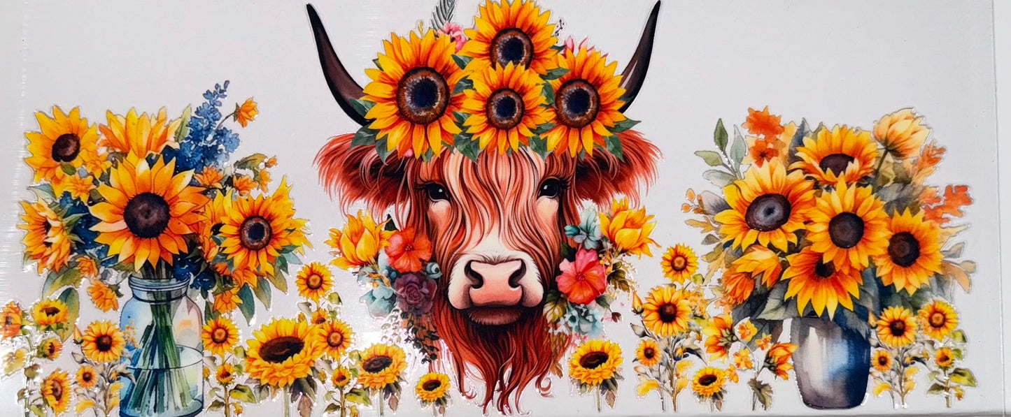 Tumbler Wrap/Decal-sunflower cow
