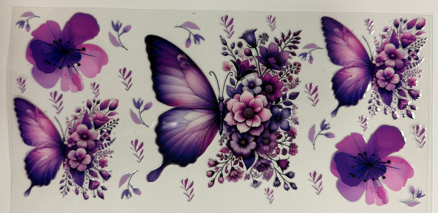 Purple Butterfly Tumbler Wrap/Decal
