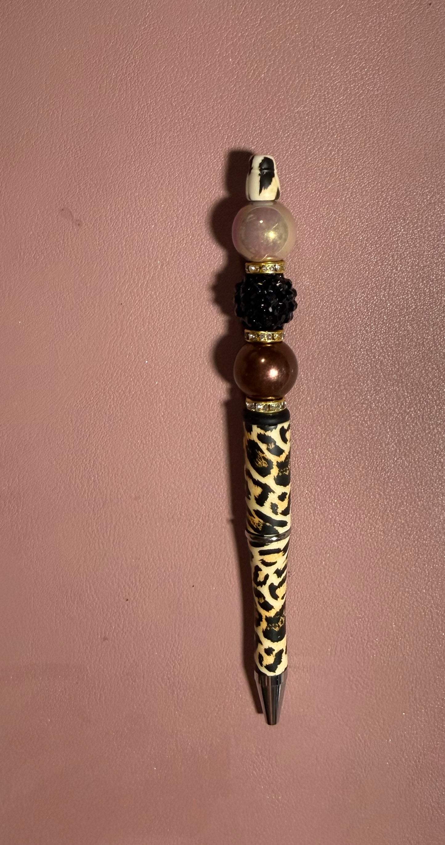 leopard beaded premade pen