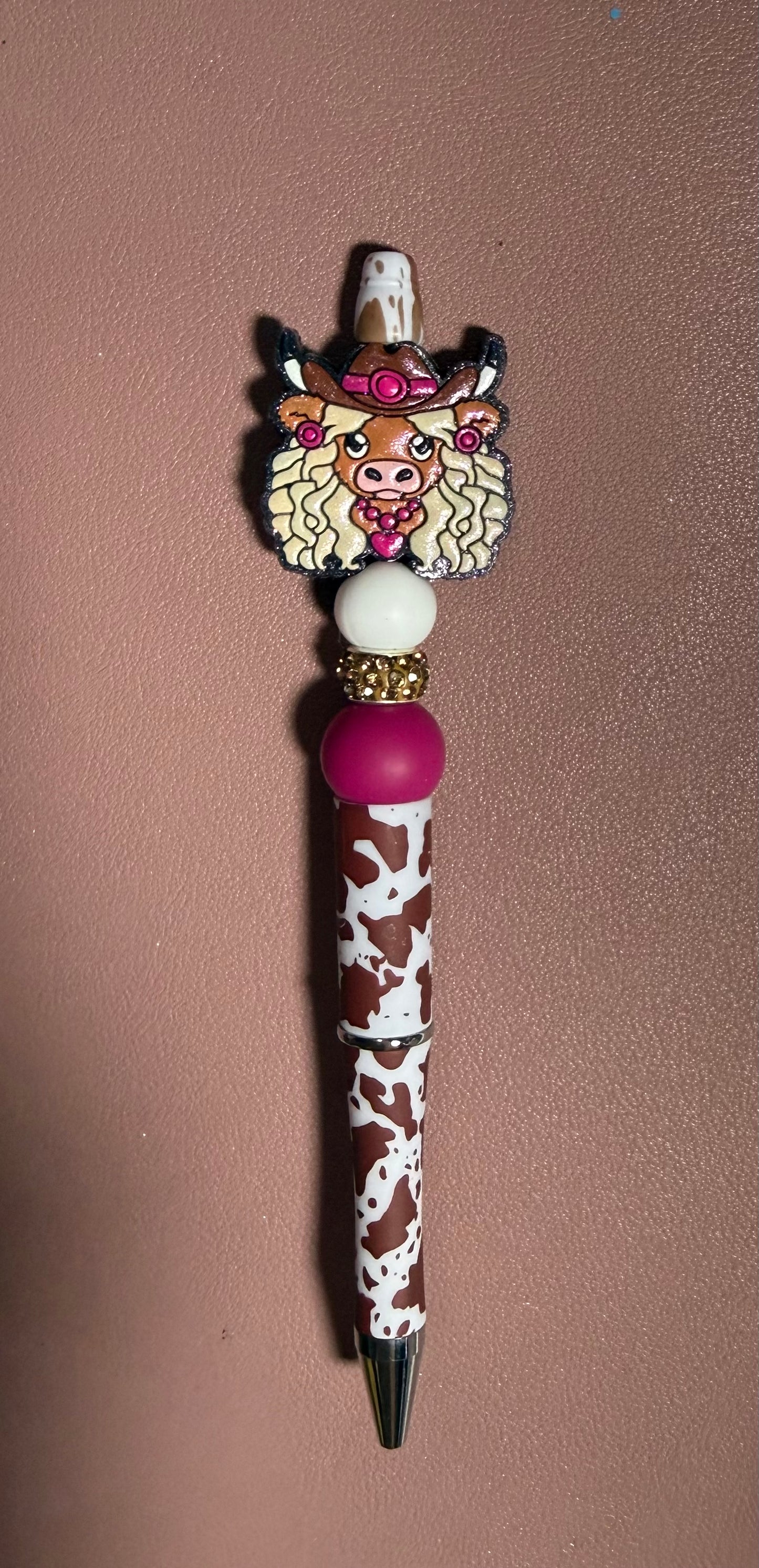 cow print cow cowgirl premade pen