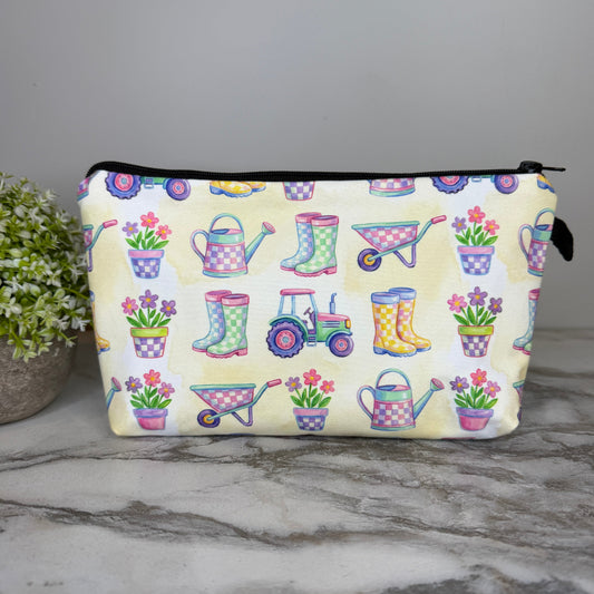 Pouch - Floral Tractor Boots Watering Can Checkered