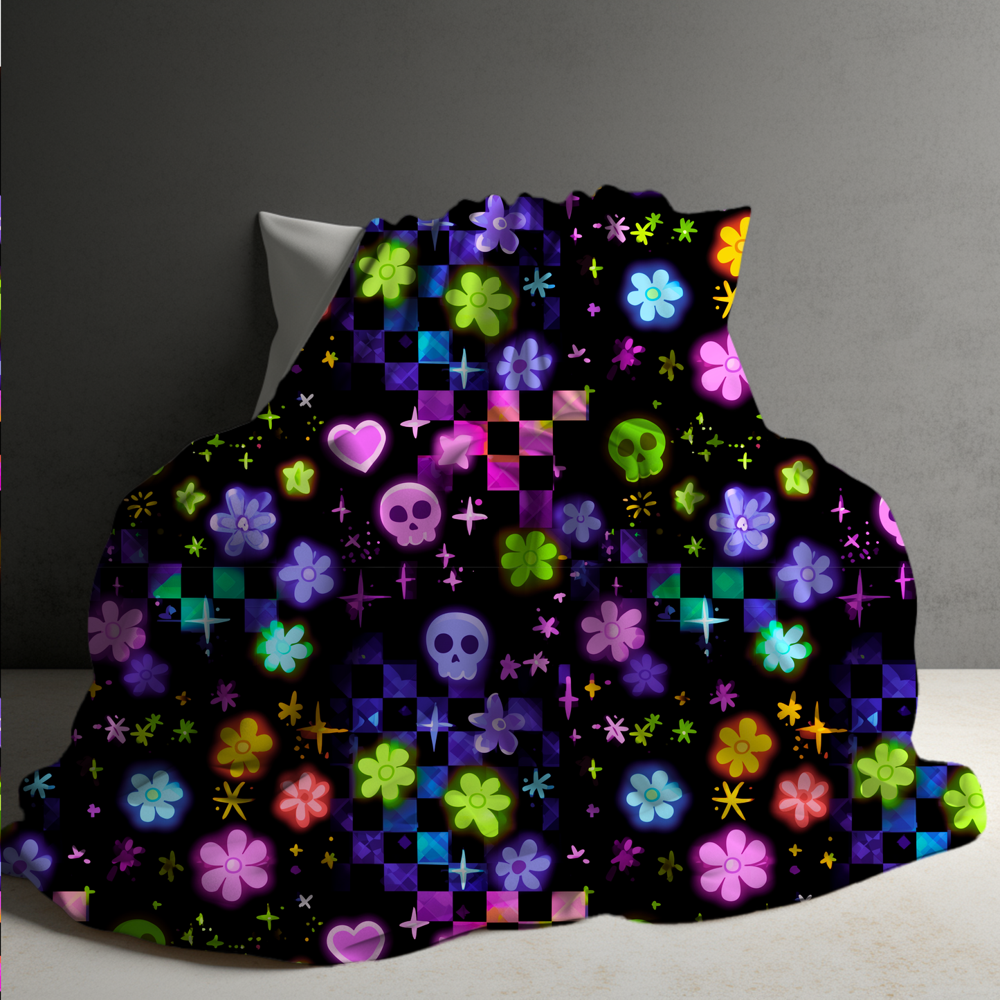 Blanket Halloween #11 - Skull Check Floral Star - PREORDER