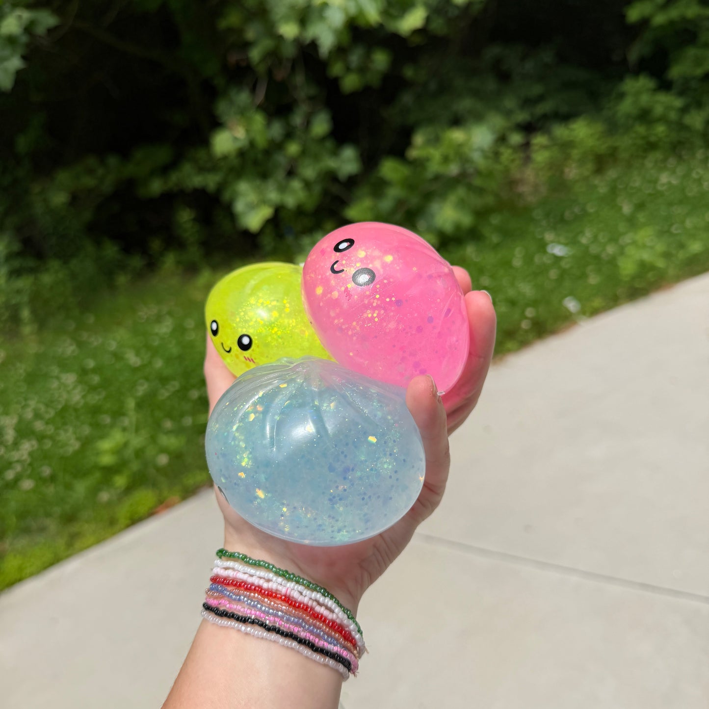 Squishy Toy - Viral Dumpling, Quick Squeeze Glitter - Yellow
