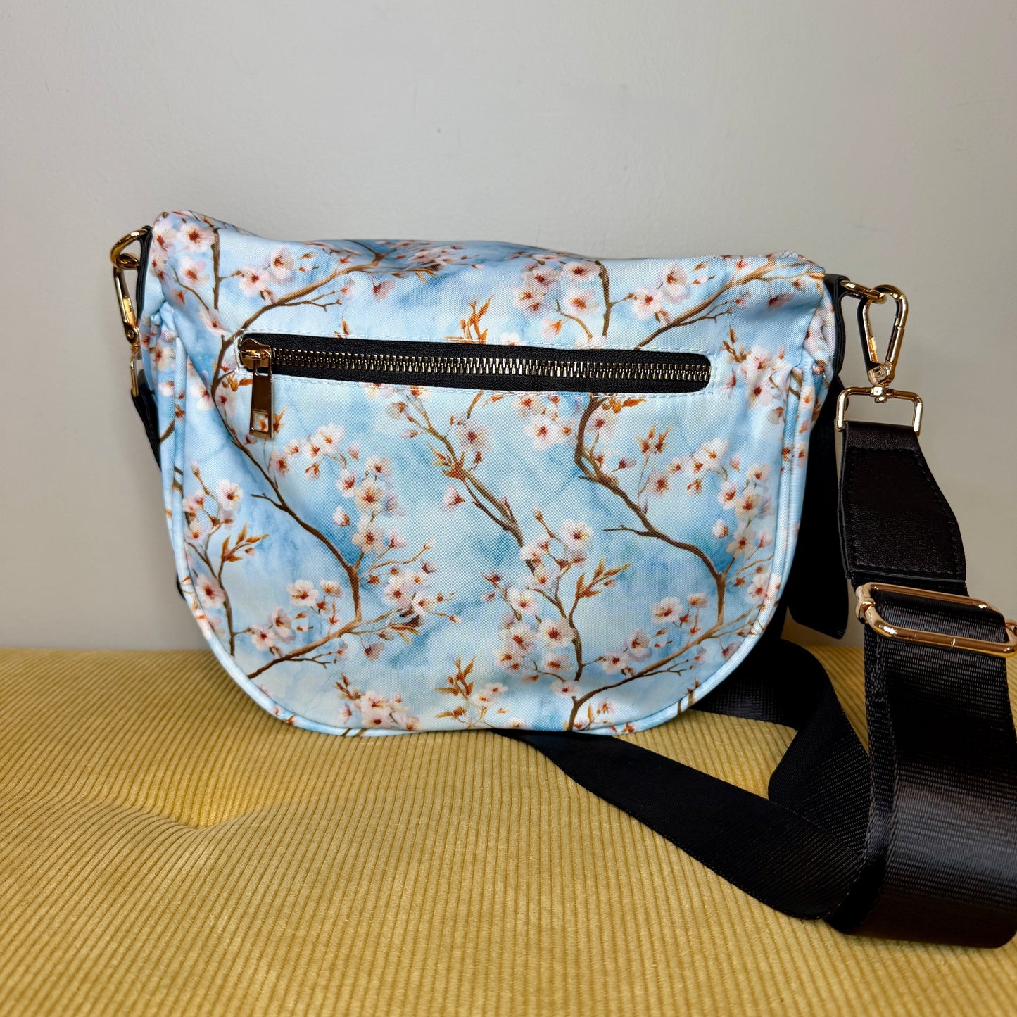 The Roni Nylon Crossbody - Ice Blue Cherry Blossom