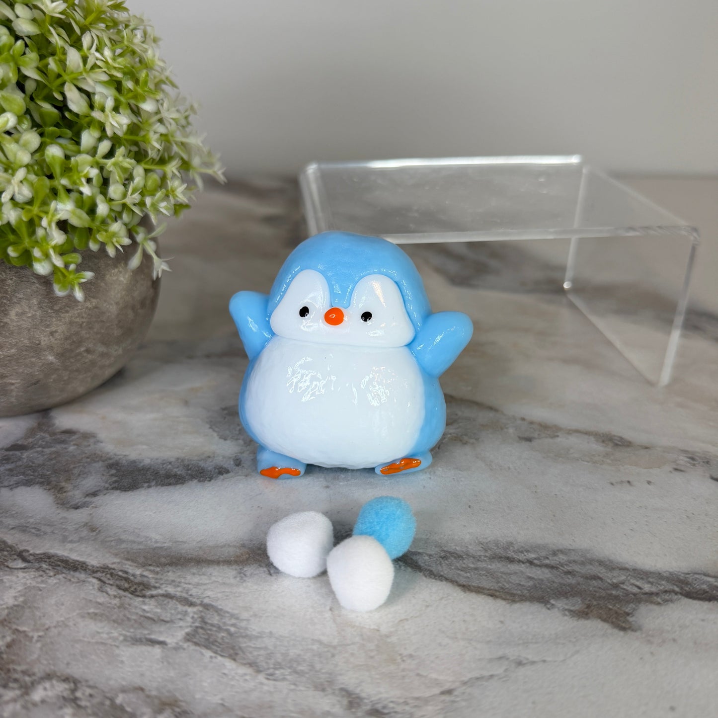 Squishy Toy - Penguin + Pom Pom