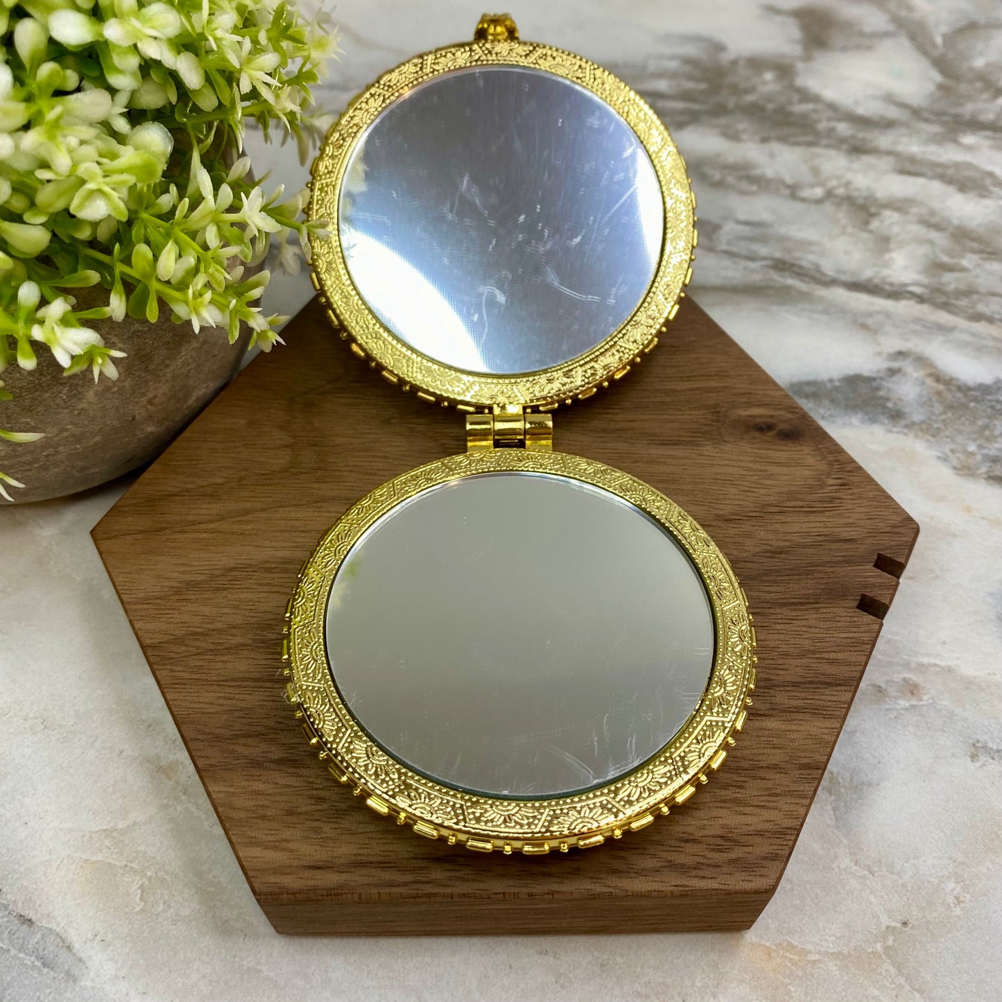 Compact Mirror - Blue Floral (by shape)