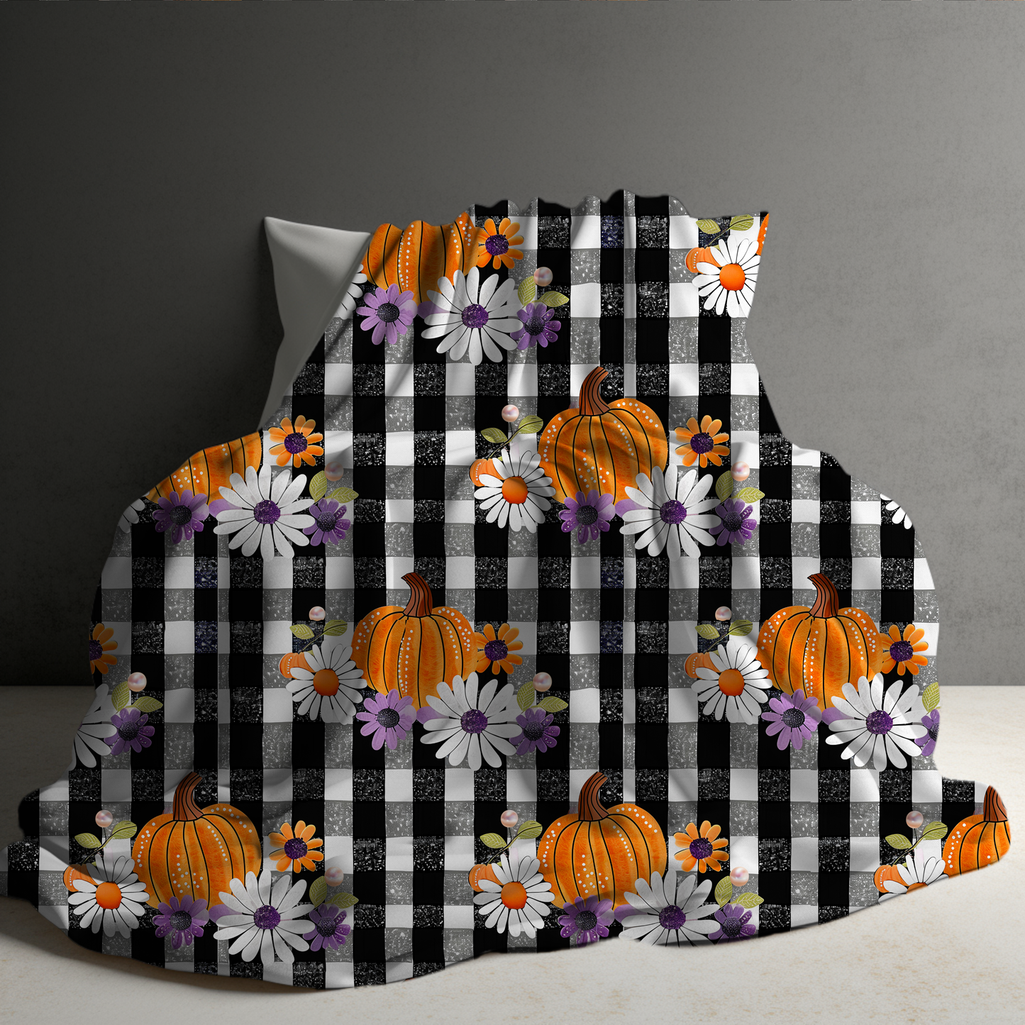 Blanket Halloween #37 - Plaid Pumpkin Floral - PREORDER