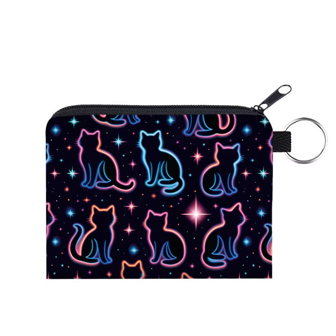 Mini Pouch - Halloween Fall - Neon Cat Outline