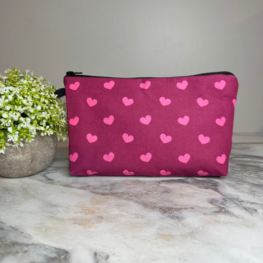 Pouch - Heart, Maroon Dark Pink