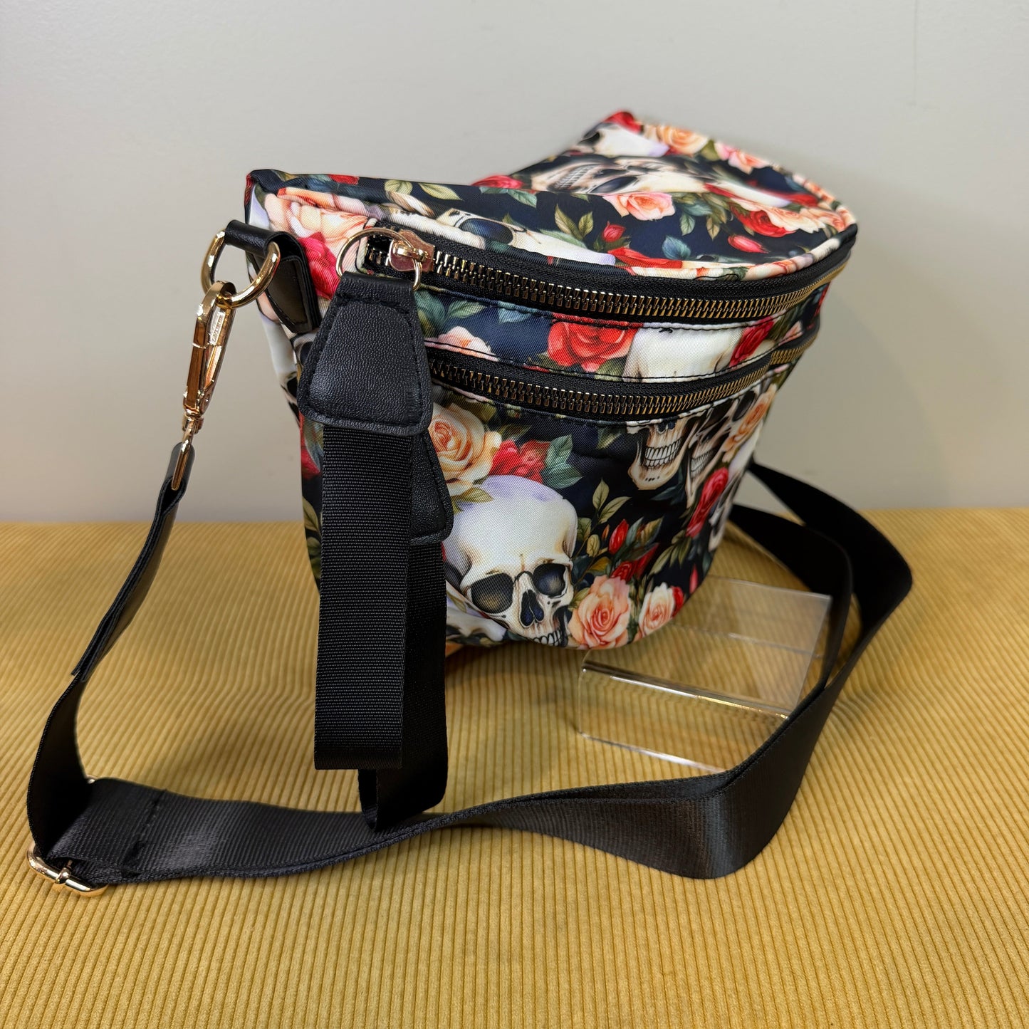 The Roni Nylon Crossbody - Skull Floral