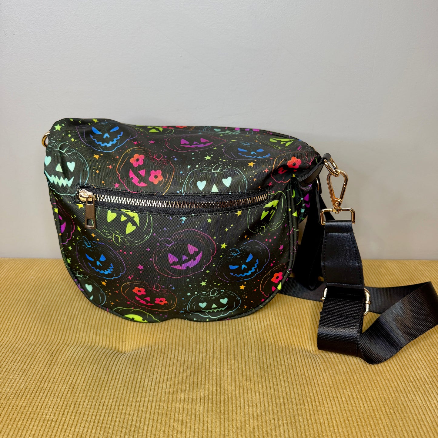 The Roni Nylon Crossbody - Halloween Fall Rainbow Pumpkin Faces