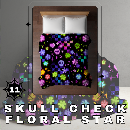Blanket Halloween #11 - Skull Check Floral Star - PREORDER