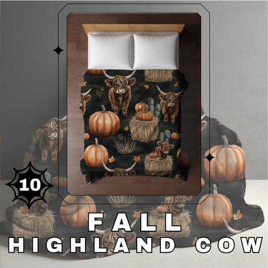 Blanket Halloween #10 - Fall Highland Cow - PREORDER