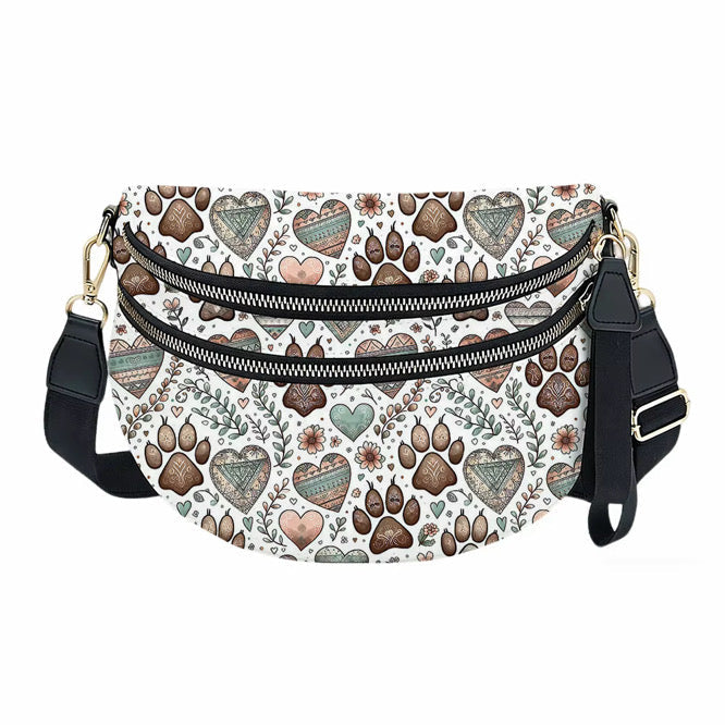 The Roni Nylon Crossbody - Dog Paw Aztec Hearts