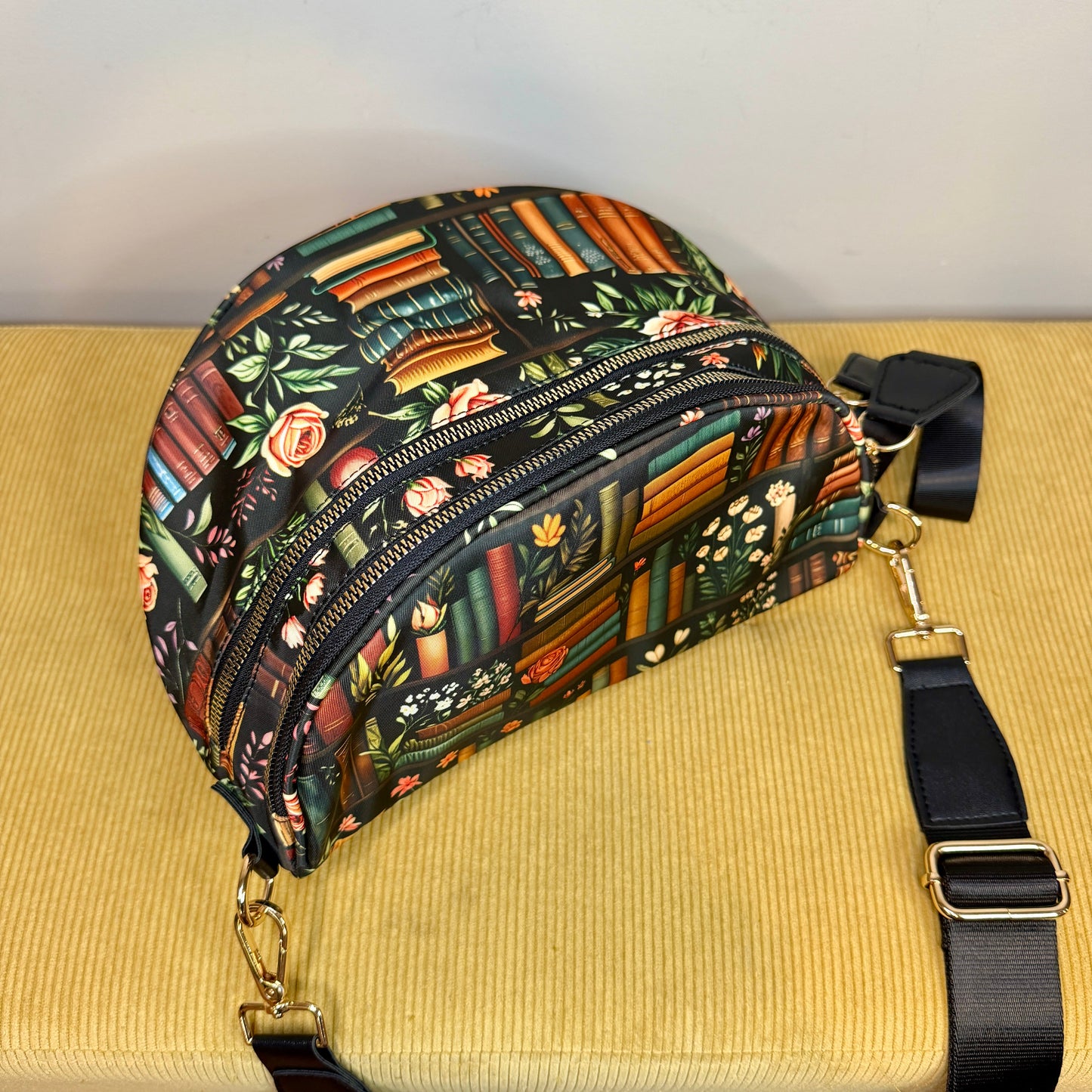 The Roni Nylon Crossbody - Book Shelf Floral Rose