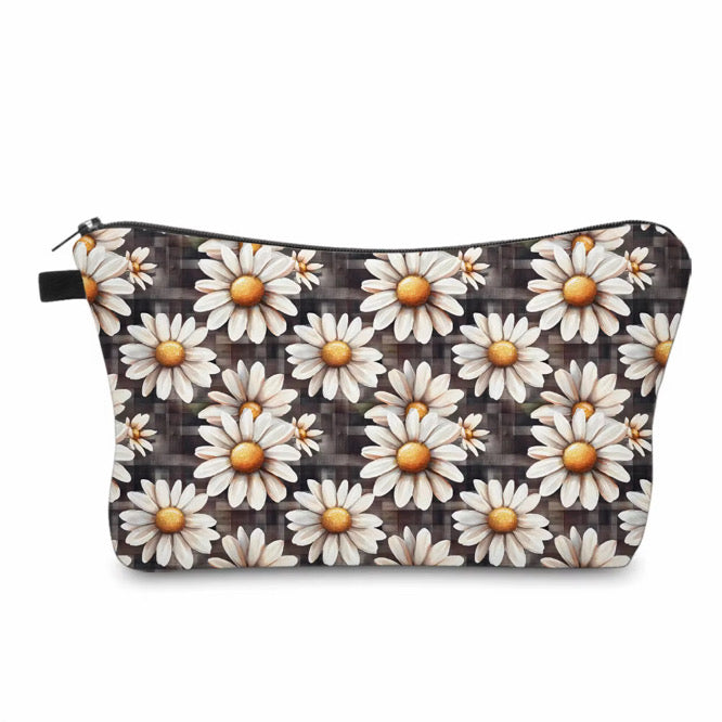 Pouch - Floral Brown Daisy Gingham