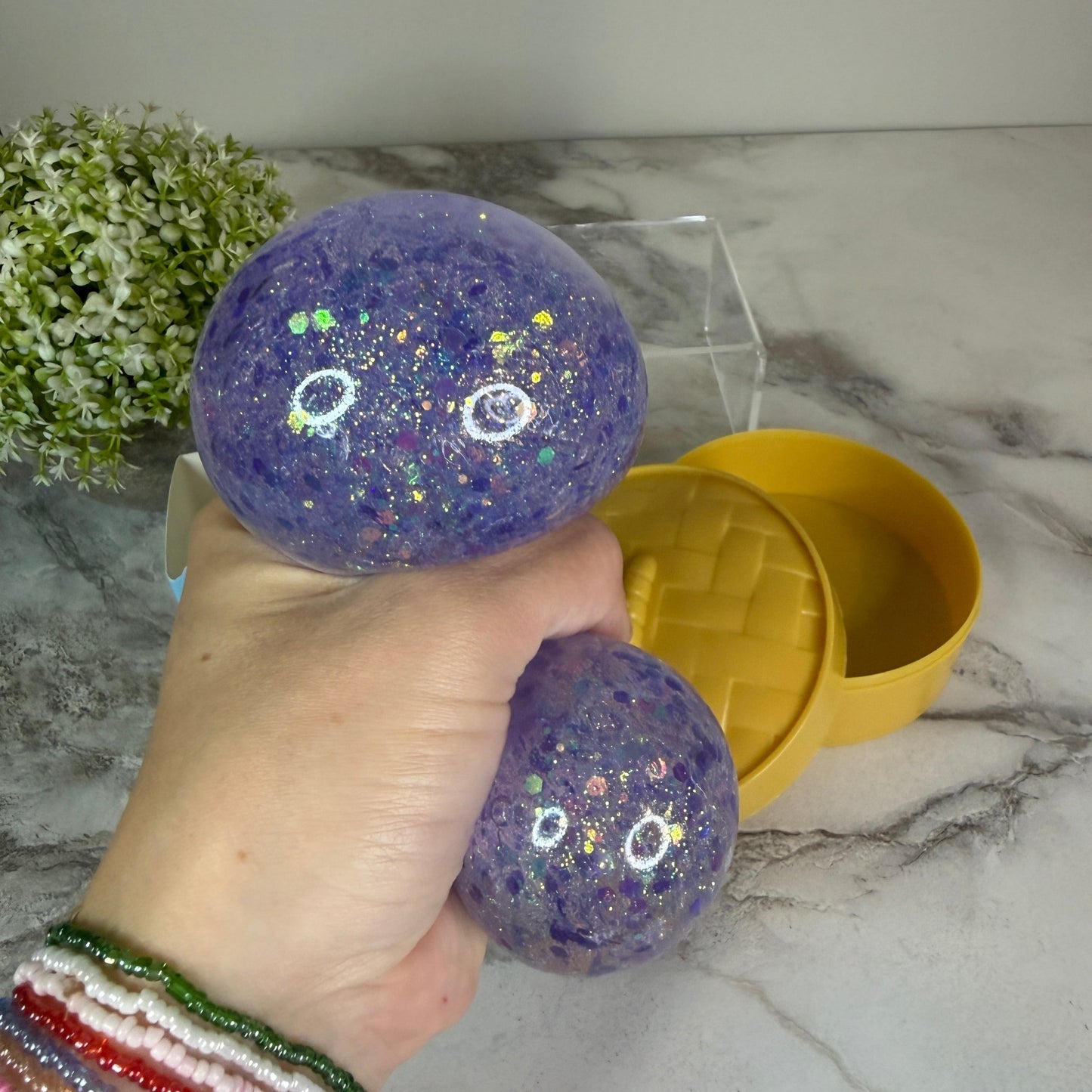 Squishy Toy - Viral Dumpling, Quick Squeeze Glitter - Purple