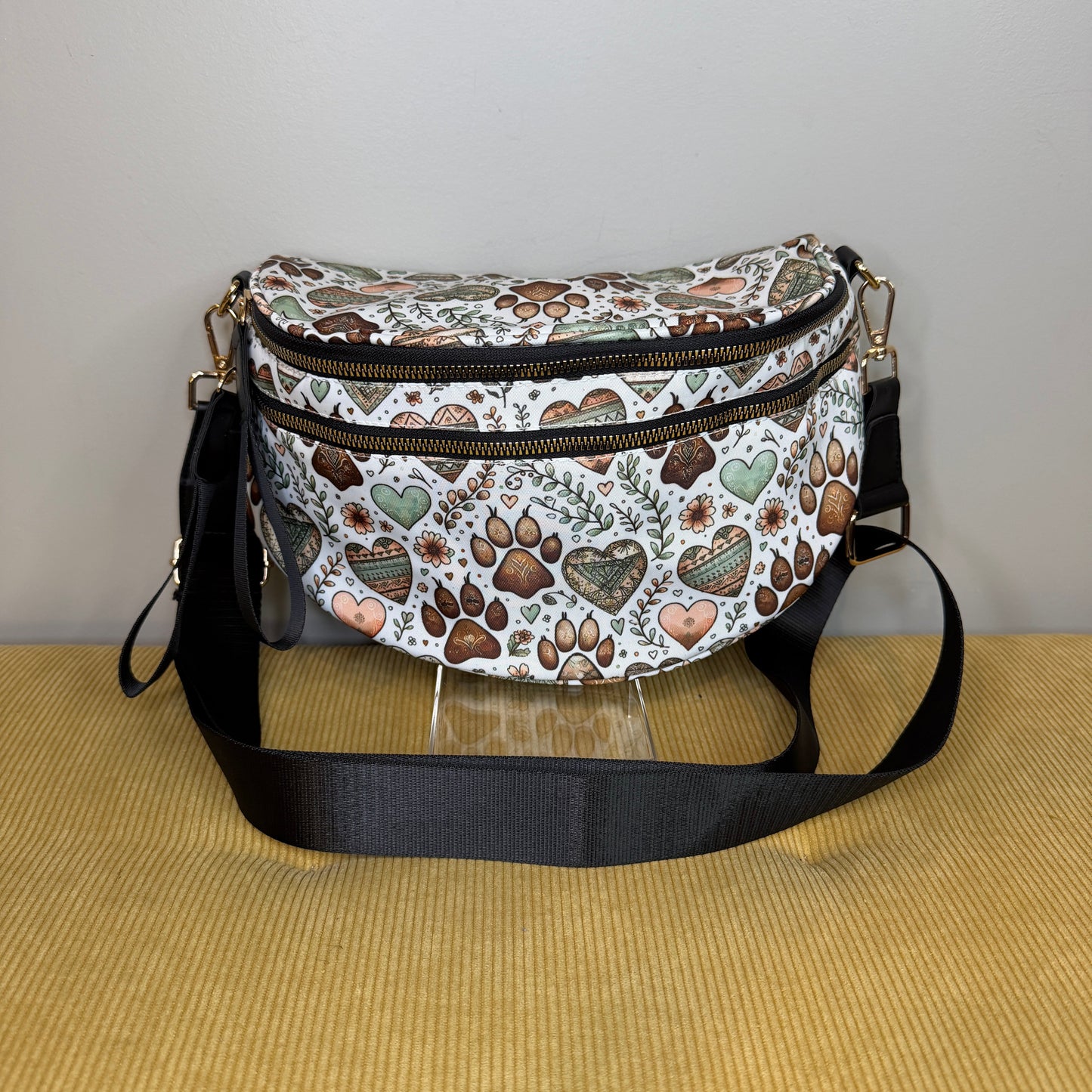 The Roni Nylon Crossbody - Dog Paw Aztec Hearts