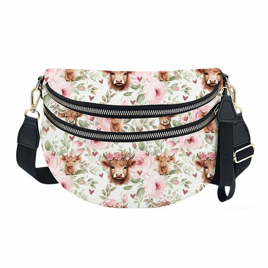 The Roni Nylon Crossbody - Highland Cow Pink Floral