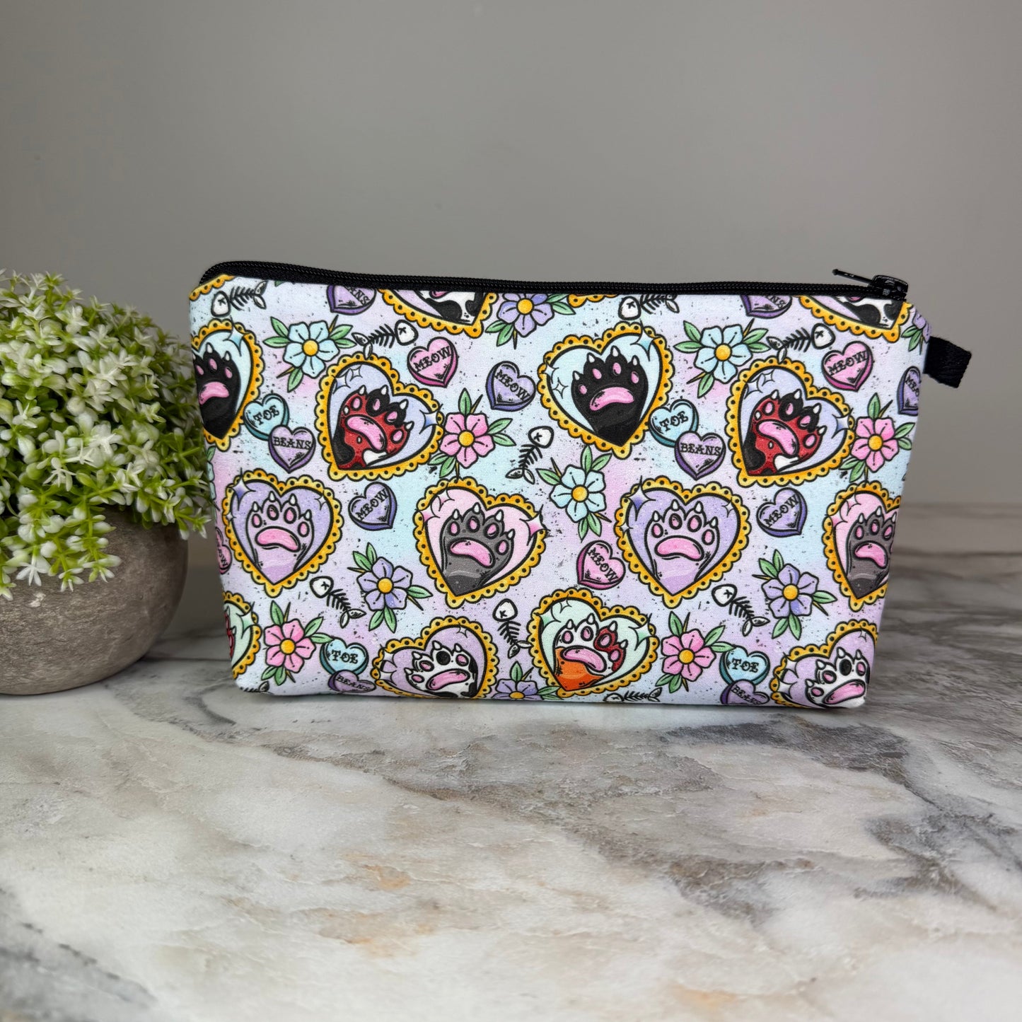 Pouch - Cat, Paw Heart Meow Pastel