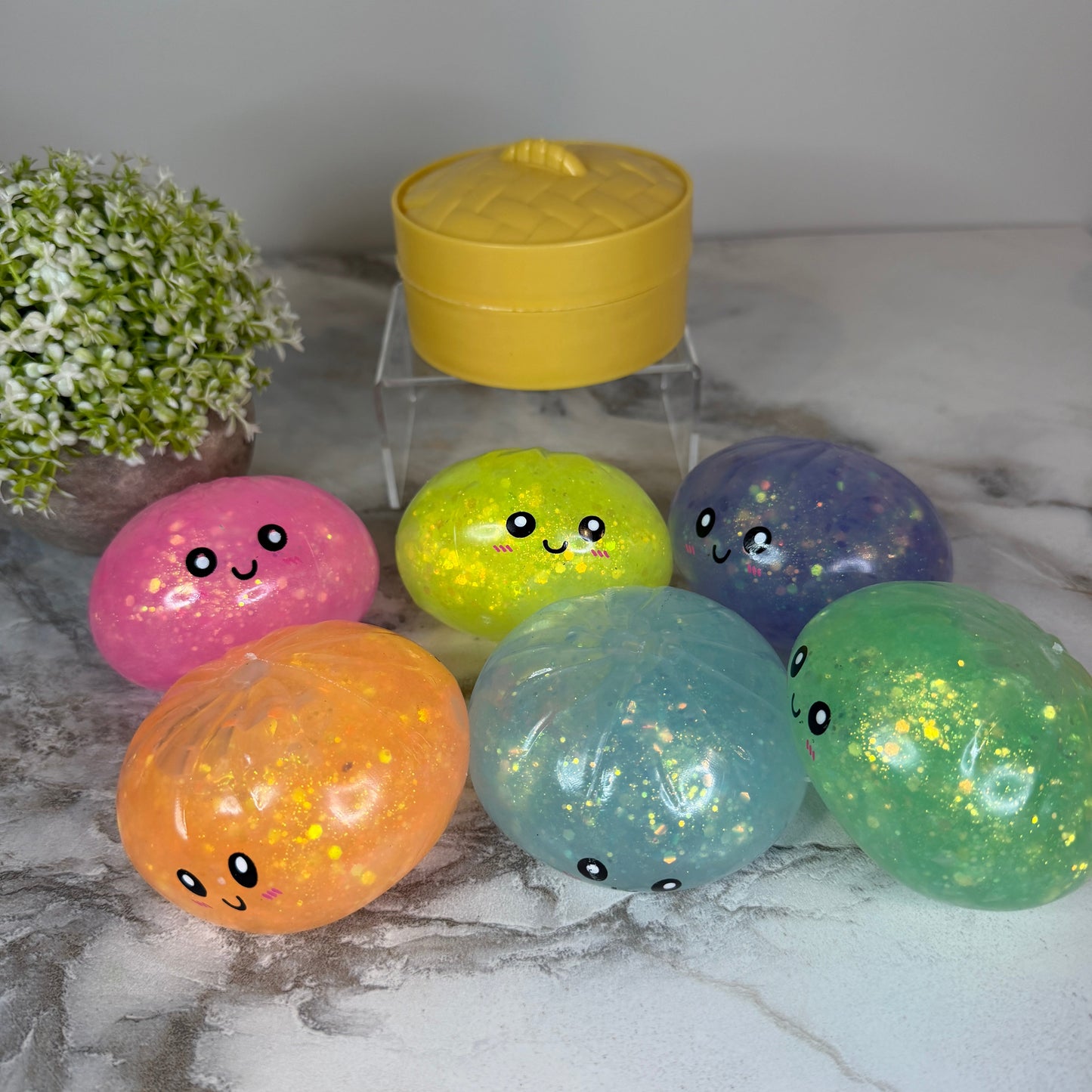 Squishy Toy - Viral Dumpling, Quick Squeeze Glitter - Mint
