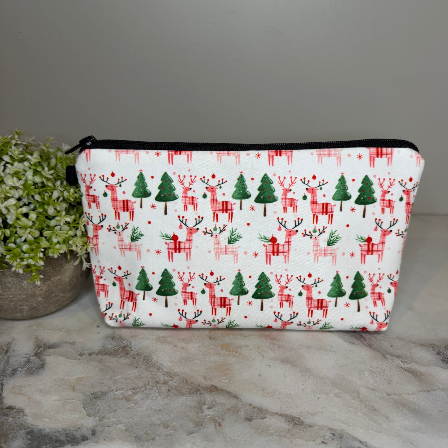Pouch - Christmas Winter - Plaid Deer