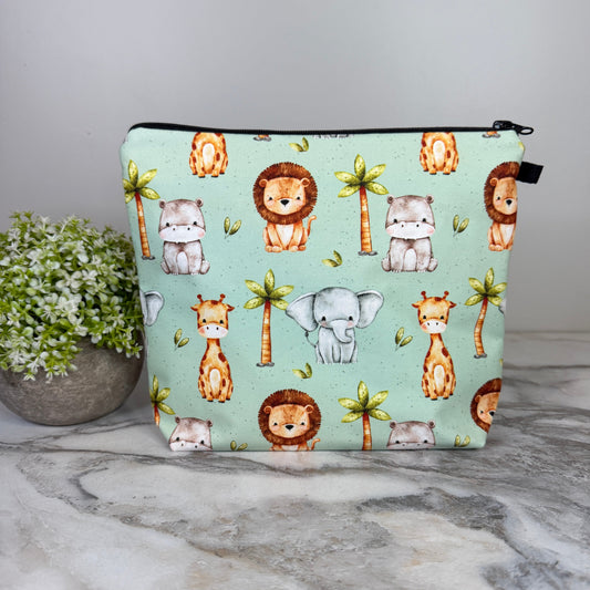 Pouch XL - Safari Animal Elephant Giraffe Lion Hippo