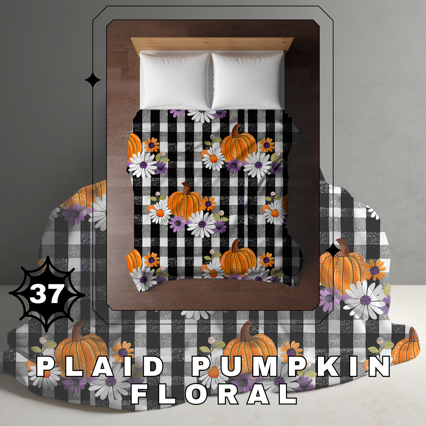 Blanket Halloween #37 - Plaid Pumpkin Floral - PREORDER