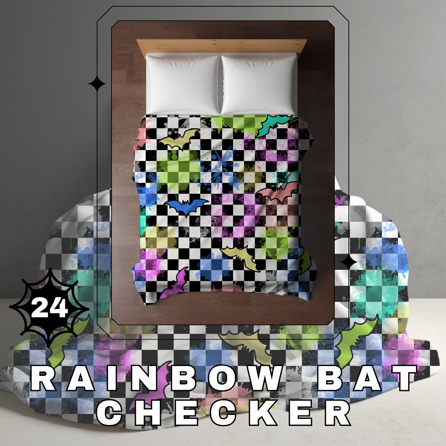 Blanket Halloween #24 - Rainbow Bat Checker - PREORDER