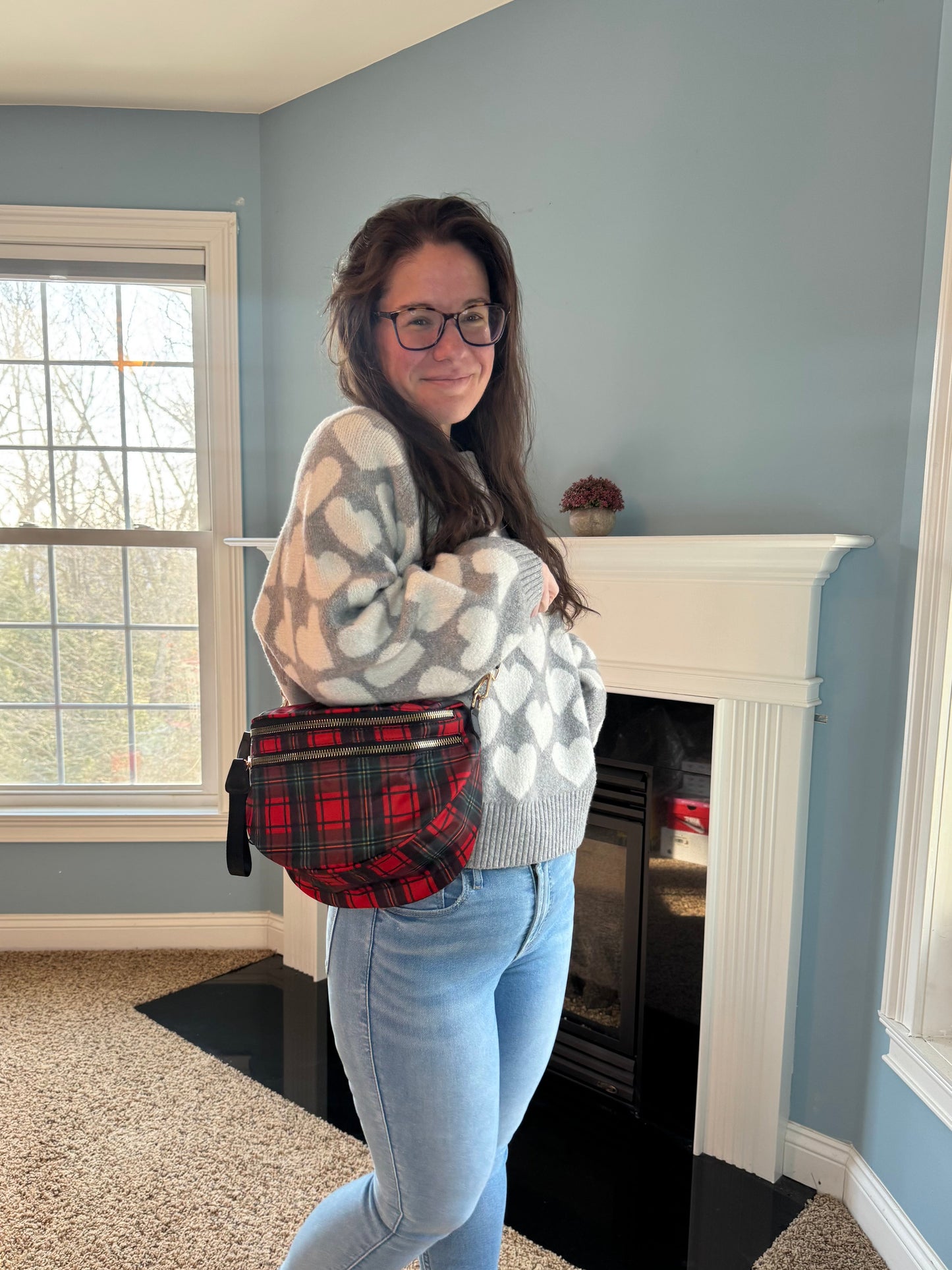 The Roni Nylon Crossbody - Red Plaid