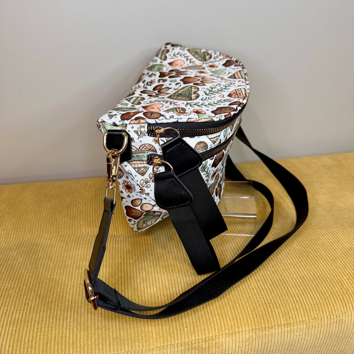 The Roni Nylon Crossbody - Dog Paw Aztec Hearts