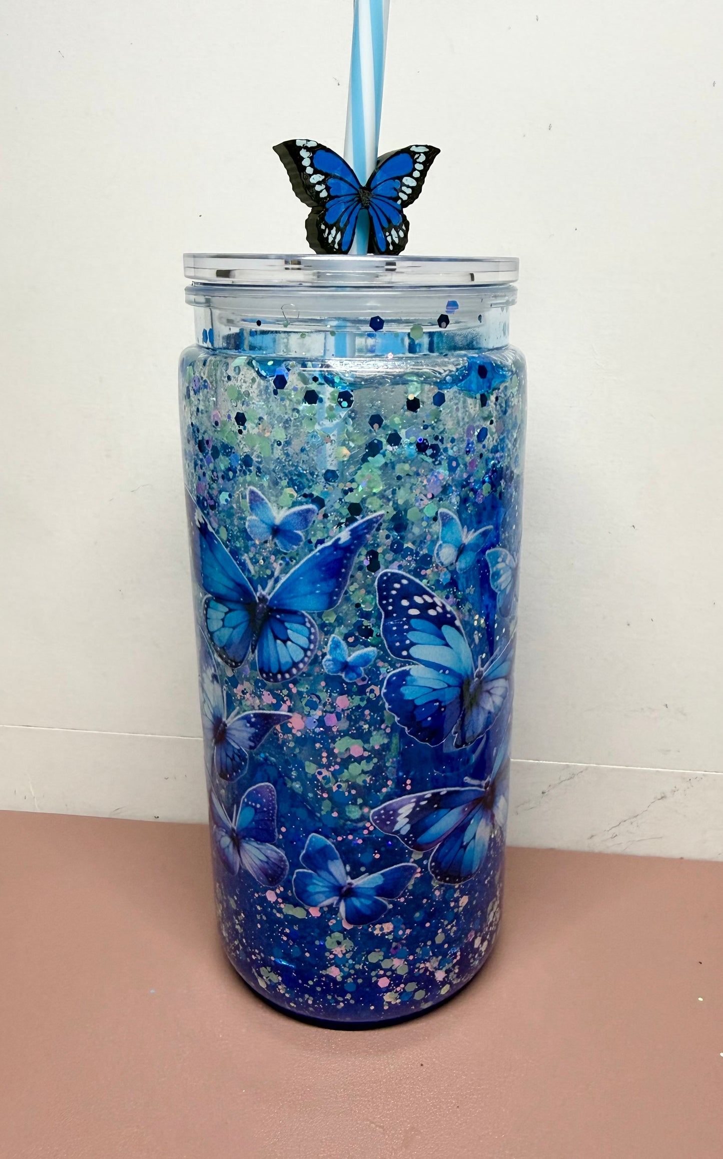 Blue Butterfly Lava Premade Cup