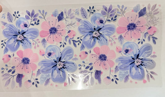 Tumbler Wrap/Decal - purple and pink floral