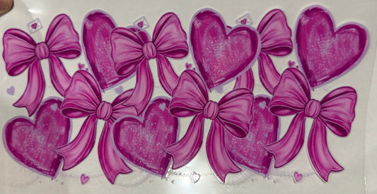 Tumbler Wrap/Decal - heart and bows