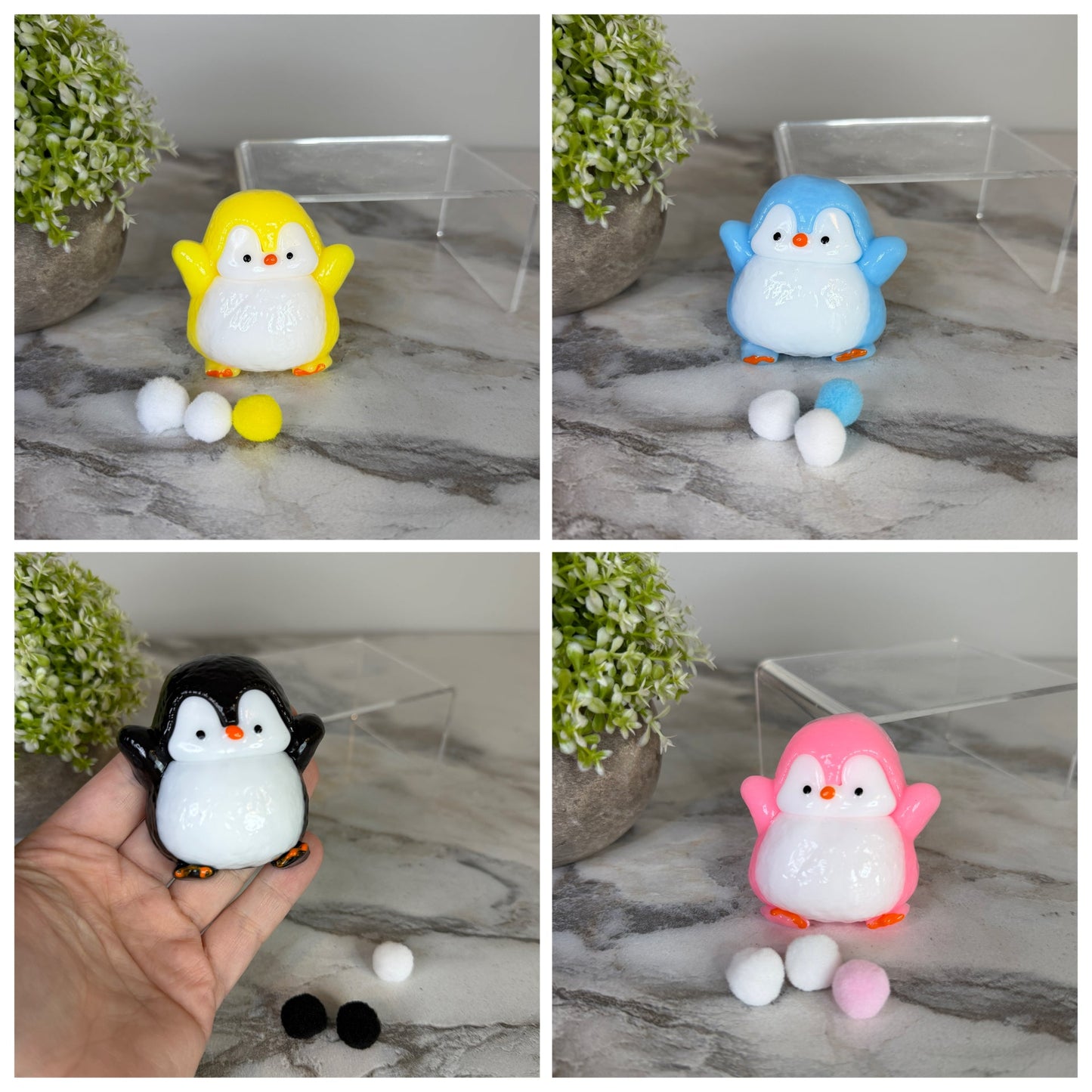 Squishy Toy - Penguin + Pom Pom