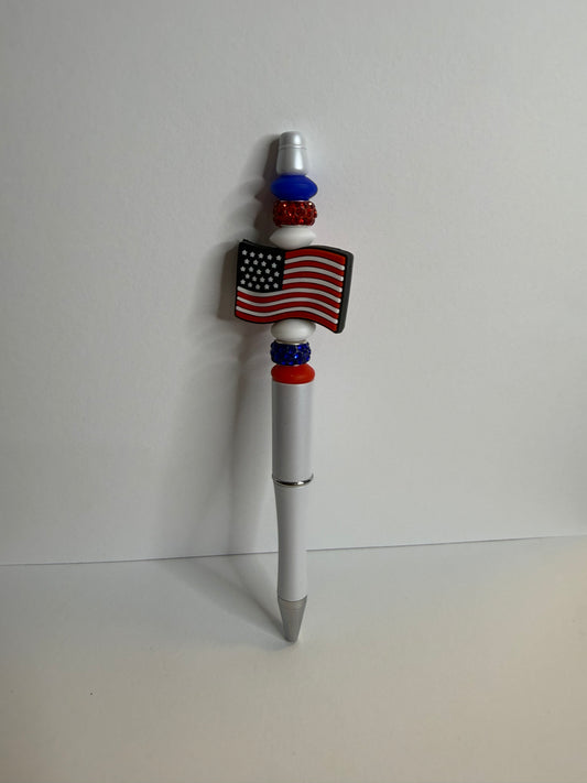 sparkle flag on white premade pen