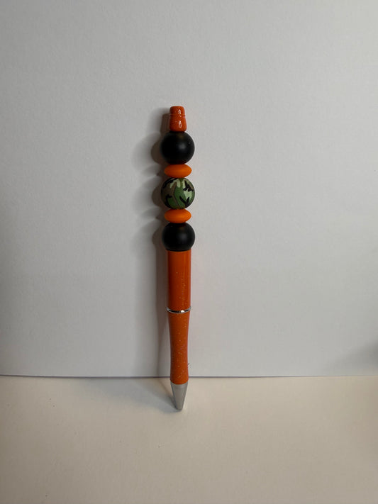 0range camo on orange glitter pen premade pen
