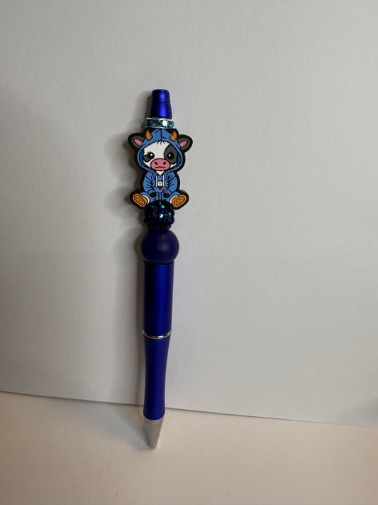 cow in onesie on blue pen premade pen