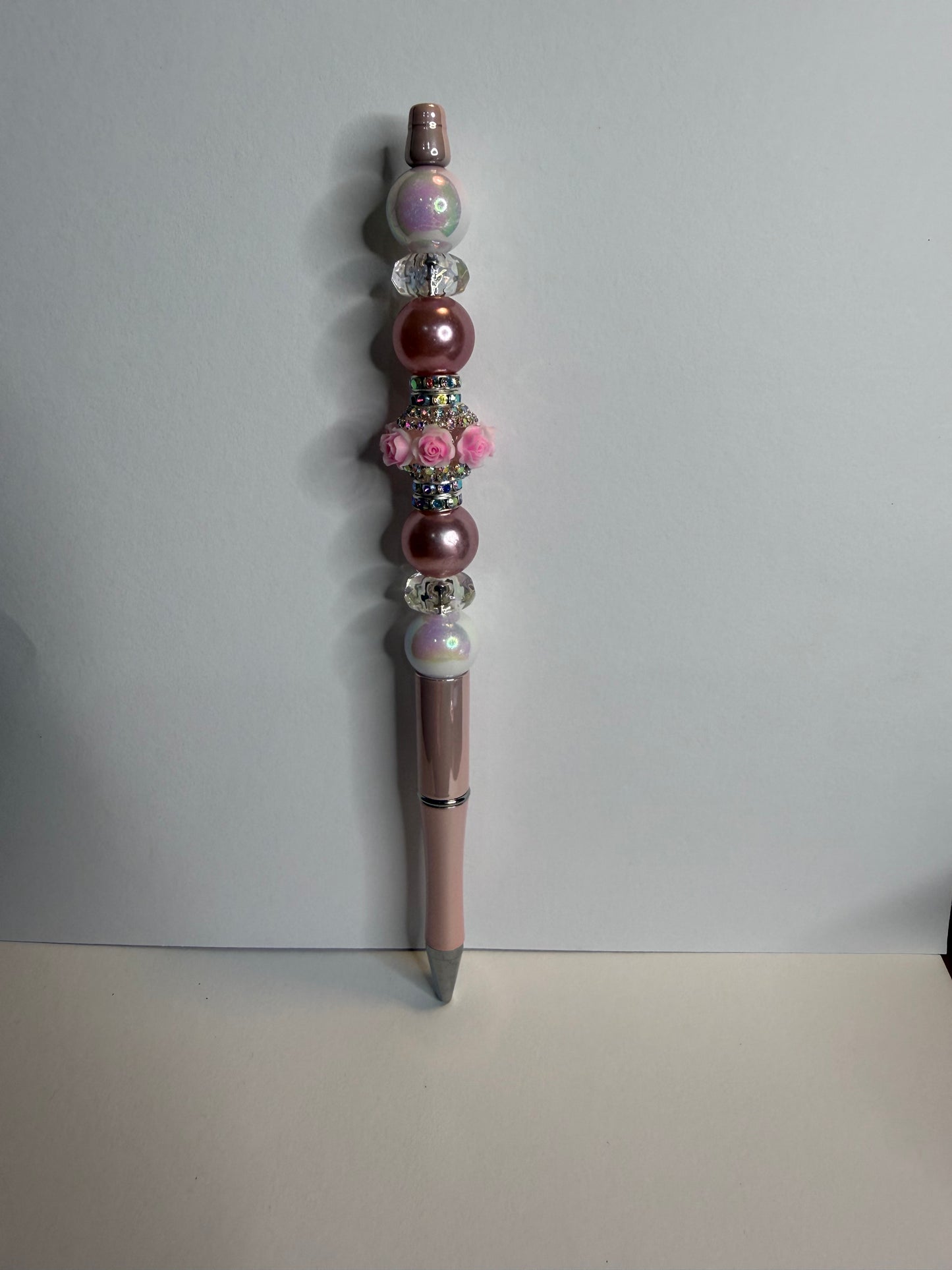 Pink floral bling premade pen