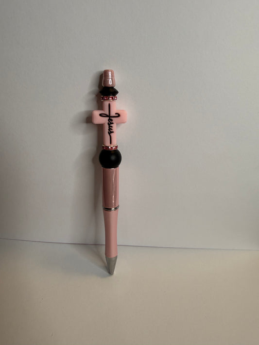 pink cross on pink premade pen