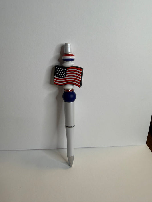 flag on white premade pen