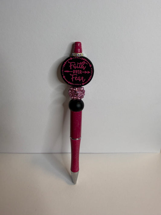Faith Over Fear pink premade pen