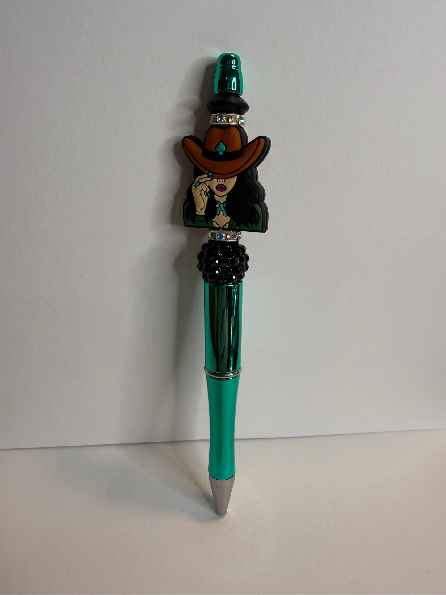 hat tip on teal premade pen