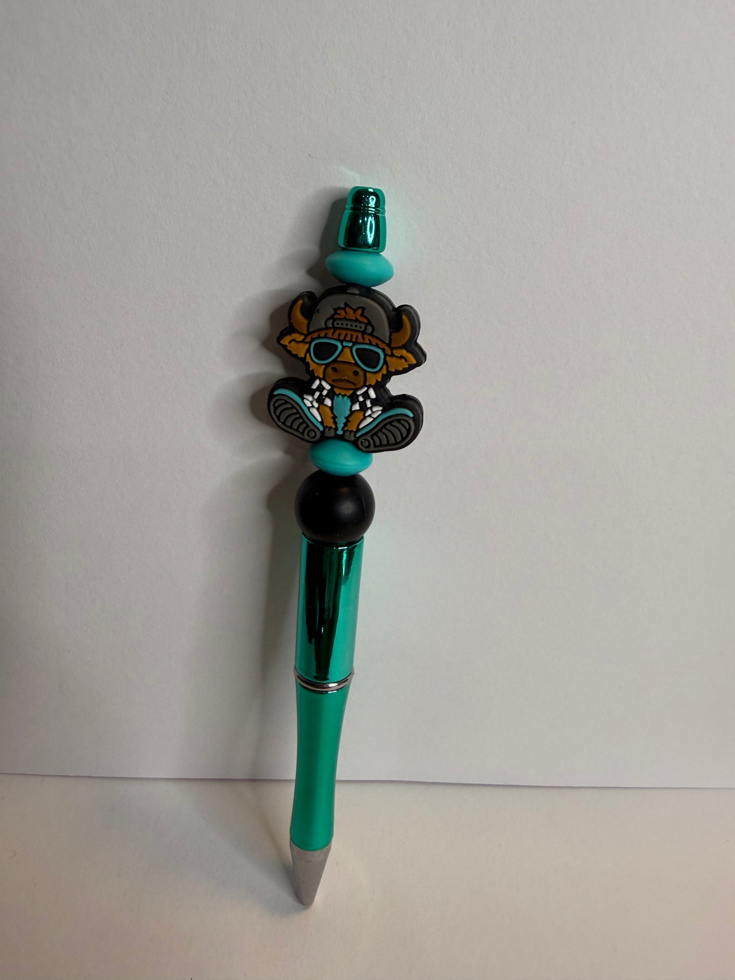 boy cow on teal premade pen