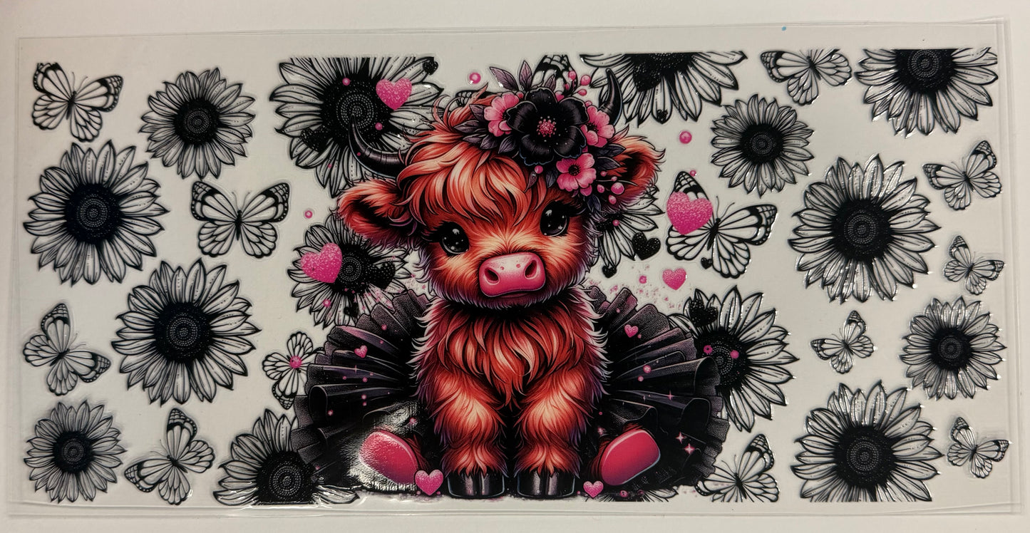 Black and Pink Cow tutu Tumbler Wrap/Decal