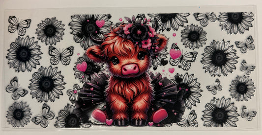 Black and Pink Cow tutu Tumbler Wrap/Decal