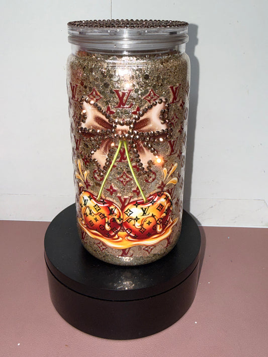 LV gold dry glitter Premade Cup