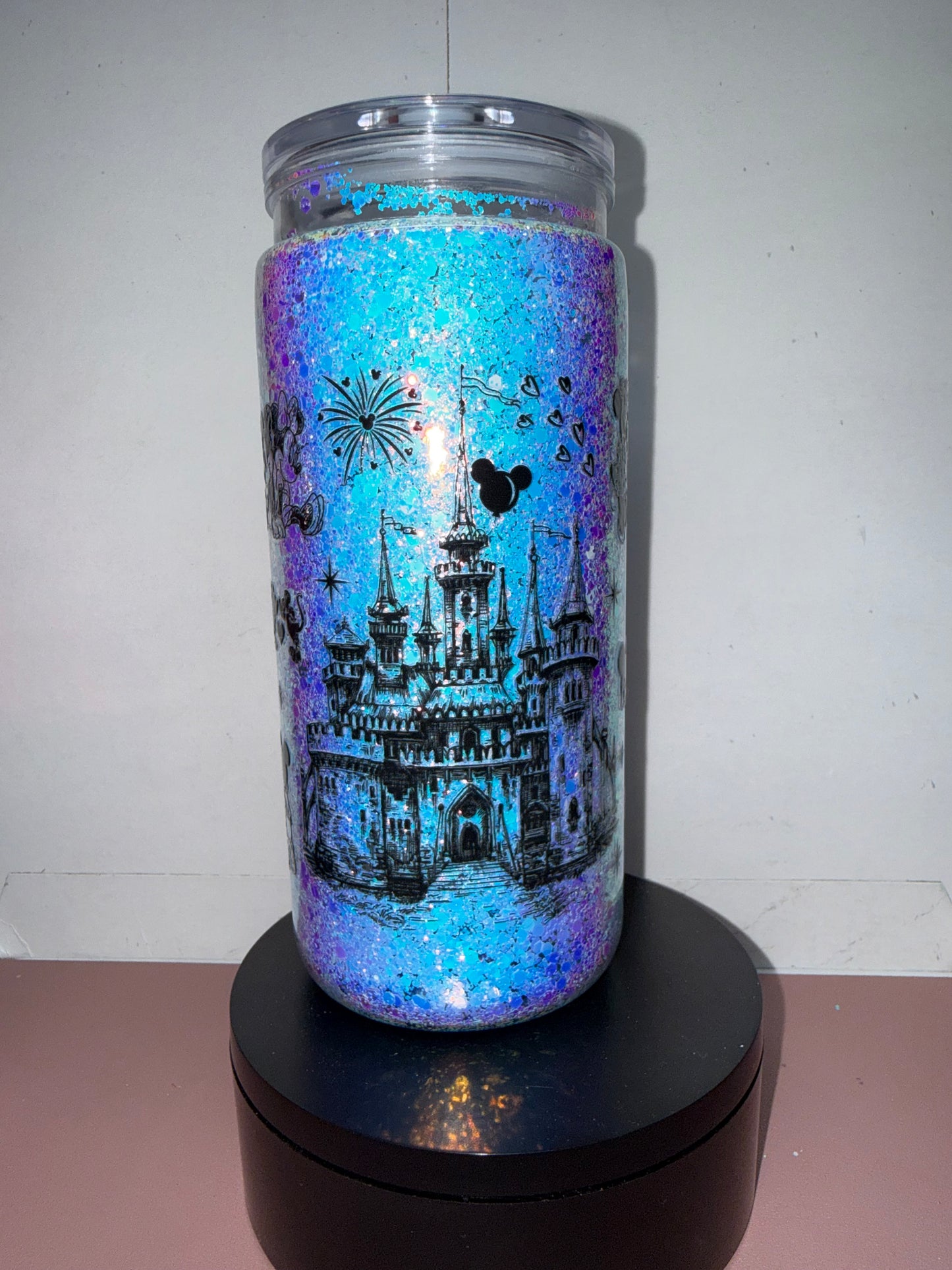 Mickey & Minnie Dry Glitter Premade Cup